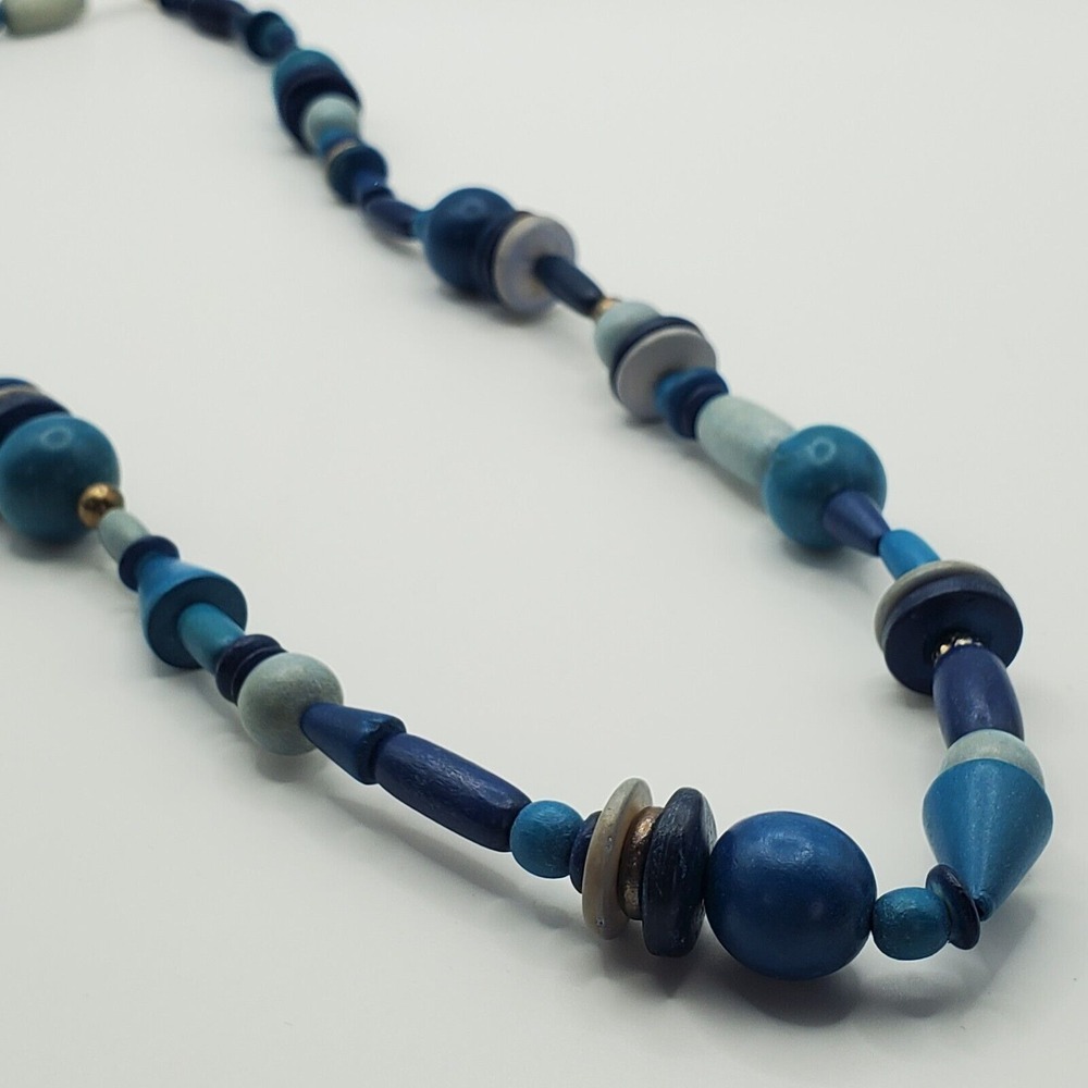 Handmade Womens Wood Beaded Statement Necklace Boho Artisan‎ Festival